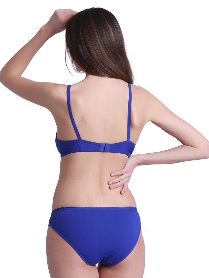 solid cotton bras and panty set - 19413501 - Standard Image - 2