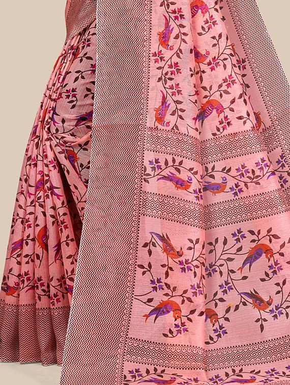 pink floral saree with blouse - 19413520 - Standard Image - 2