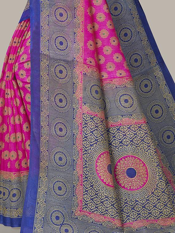pink printed saree with blouse - 19413523 - Standard Image - 2