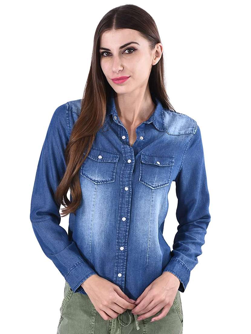 solids denim regular shirt
