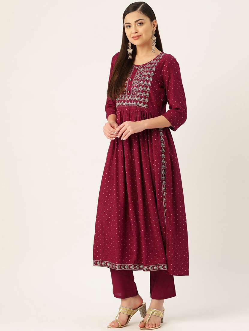 women three quarter sleeve kurta pant with dupatta set - 19414205 -  Standard Image - 2