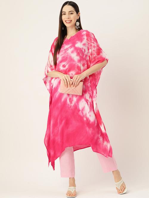 tie and dye notch neck kaftan - 19414229 - Standard Image - 0