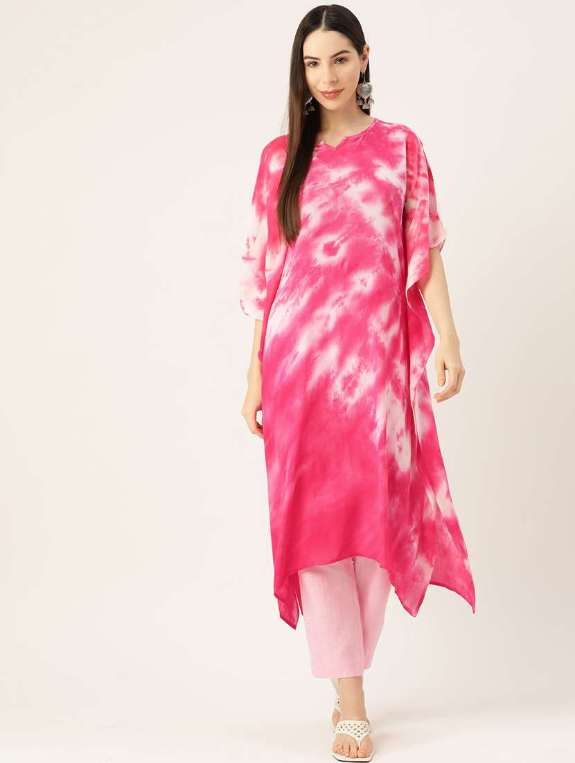 Tie And Dye Notch Neck Kaftan