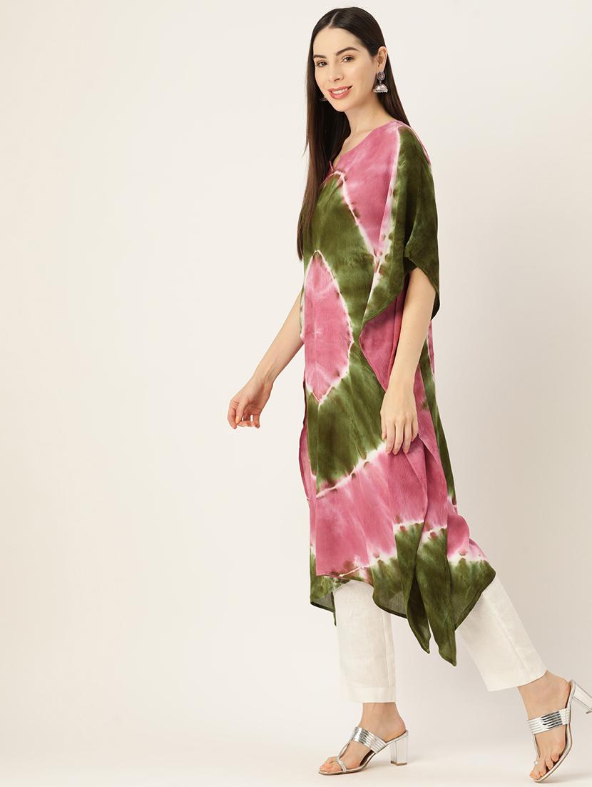 tie and dye notch neck kaftan - 19414234 - Standard Image - 2