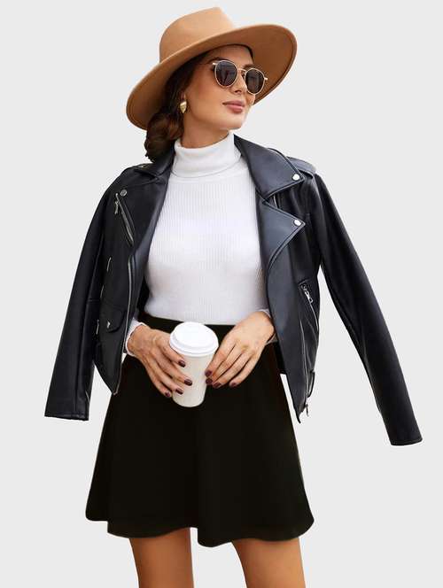 black solid flared skirt - 19414518 - Standard Image - 0