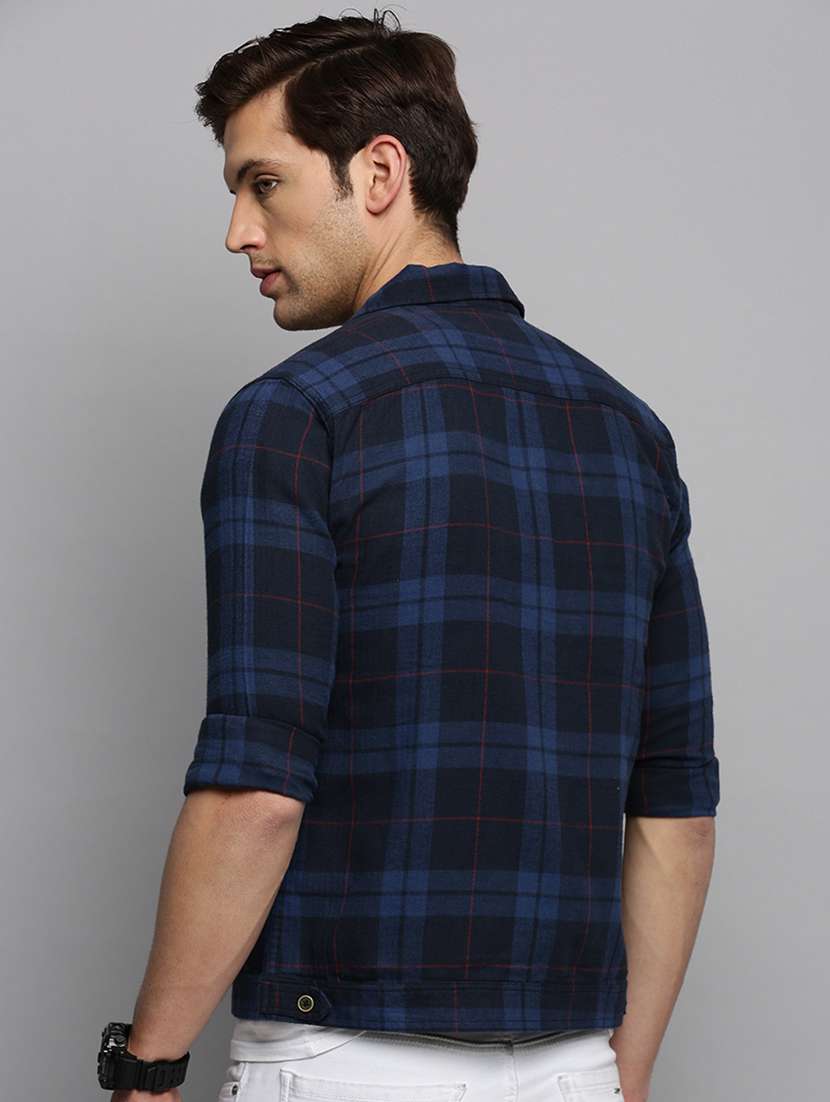 checks denim casual jacket - 19415003 - Standard Image - 2