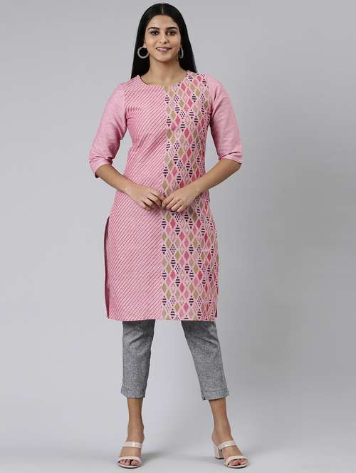 printed cotton straight kurta - 19415359 - Standard Image - 0