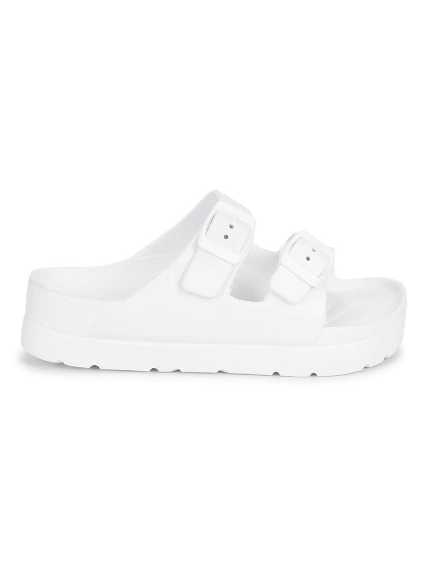 white slip on adjustable slides - 19415380 - Standard Image - 2