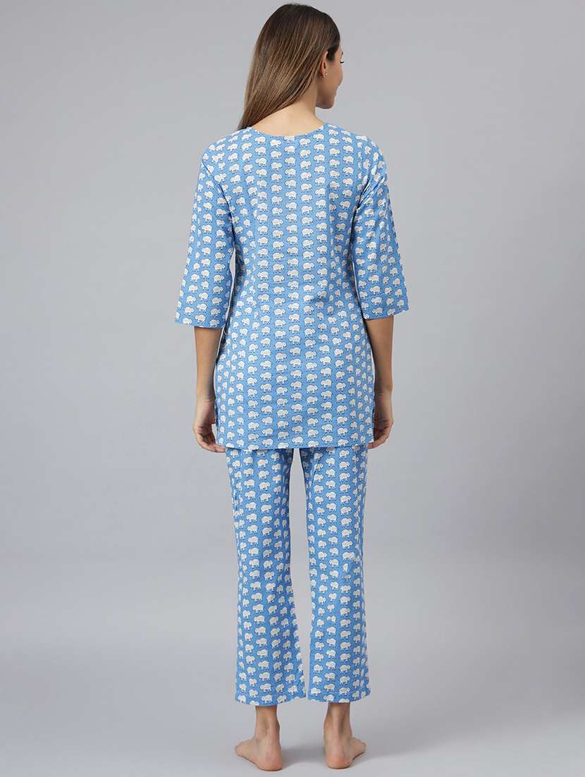 blue pinted pyjama set nightwear - 19416130 -  Standard Image - 2