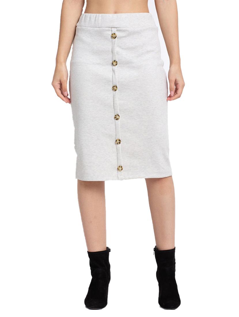 grey solid a-line skirt - 19417211 - Zoom Image - 0