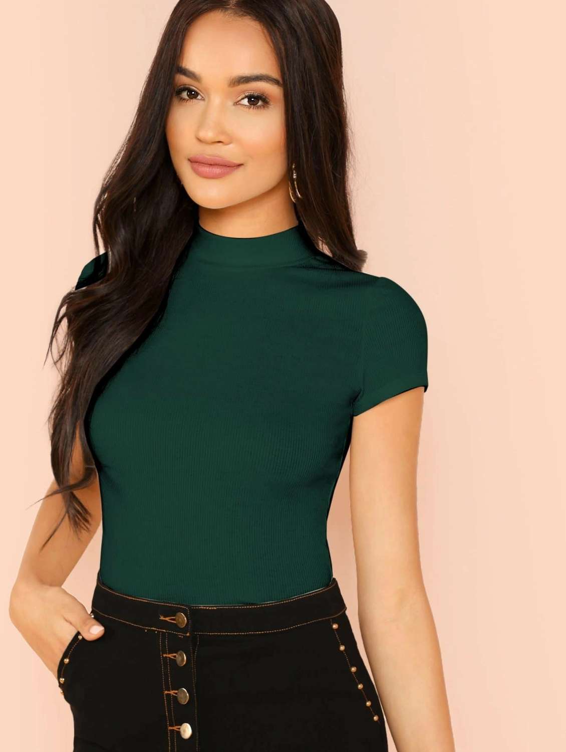 women's straight mock neck top