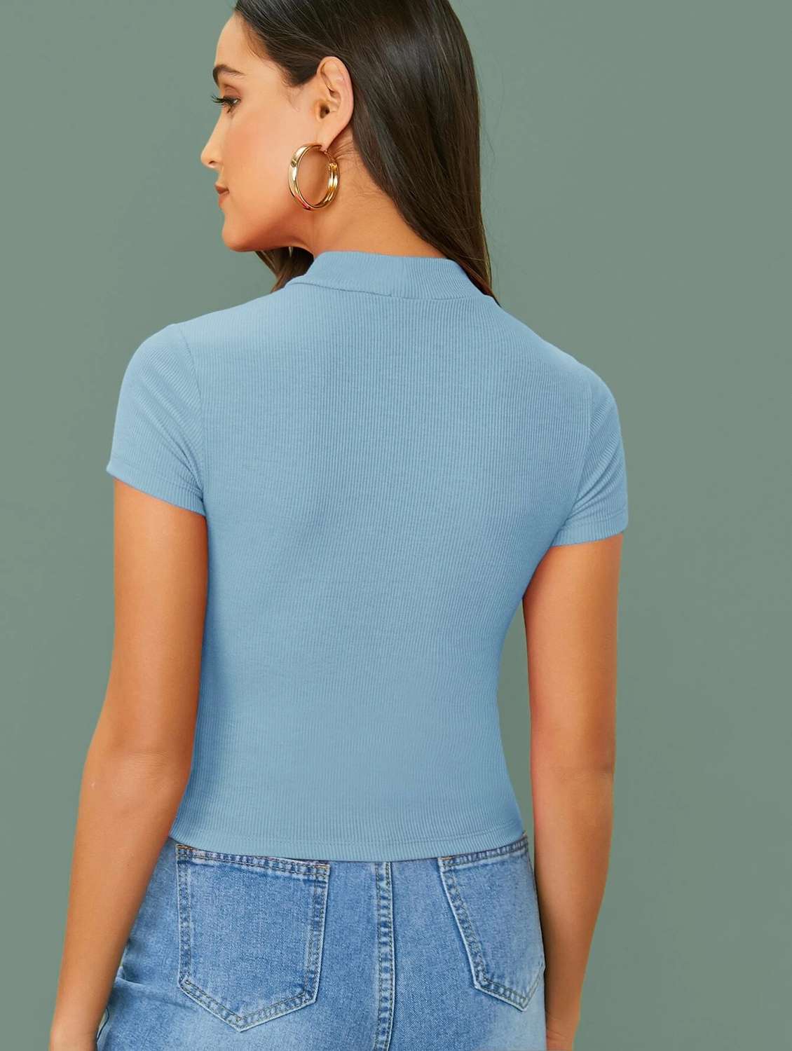 women solid mock neck top - 19417281 - Standard Image - 2