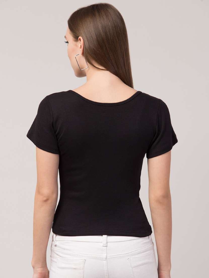 women's straight round neck top - 19417283 - Standard Image - 2