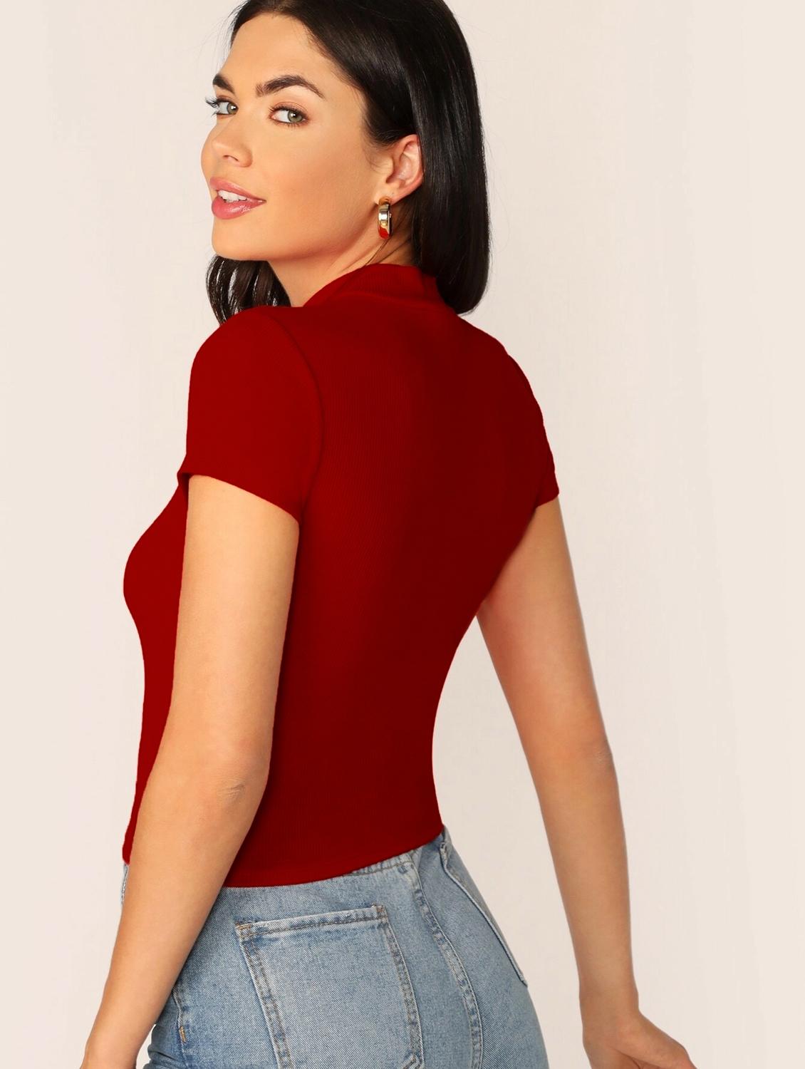 women's crop mock neck top - 19417295 - Standard Image - 2