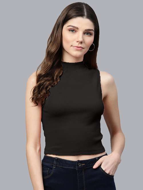 women's crop high neck top - 19417316 - Standard Image - 0