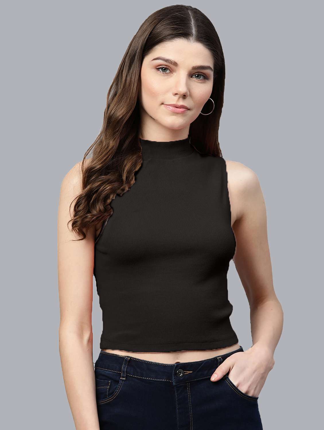 women's crop high neck top - 19417316 - Zoom Image - 0