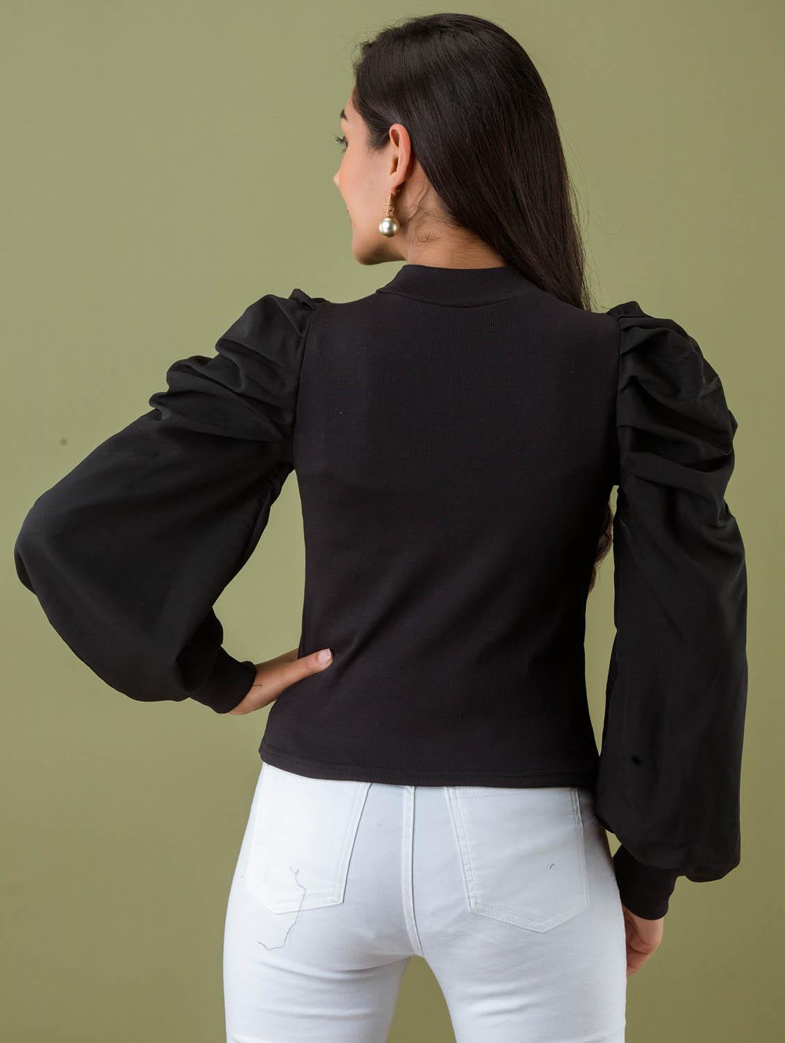 women's straight high neck top - 19417317 - Standard Image - 2