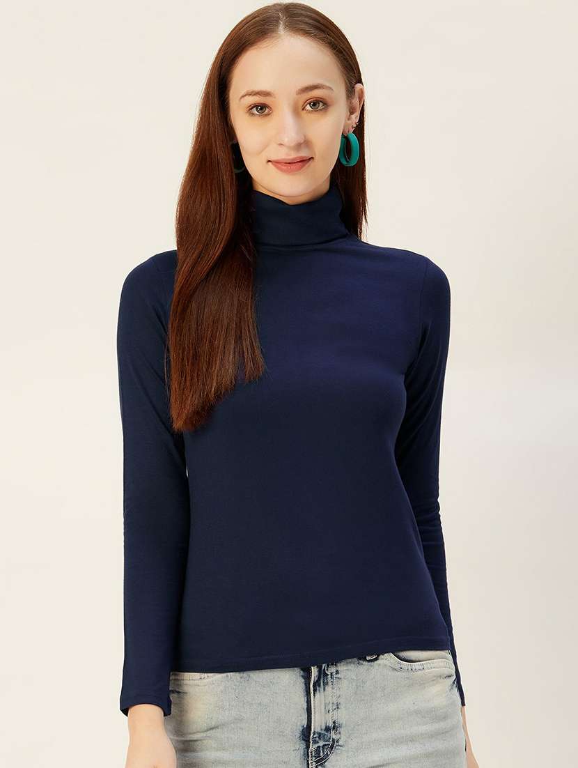 women's straight mock neck top