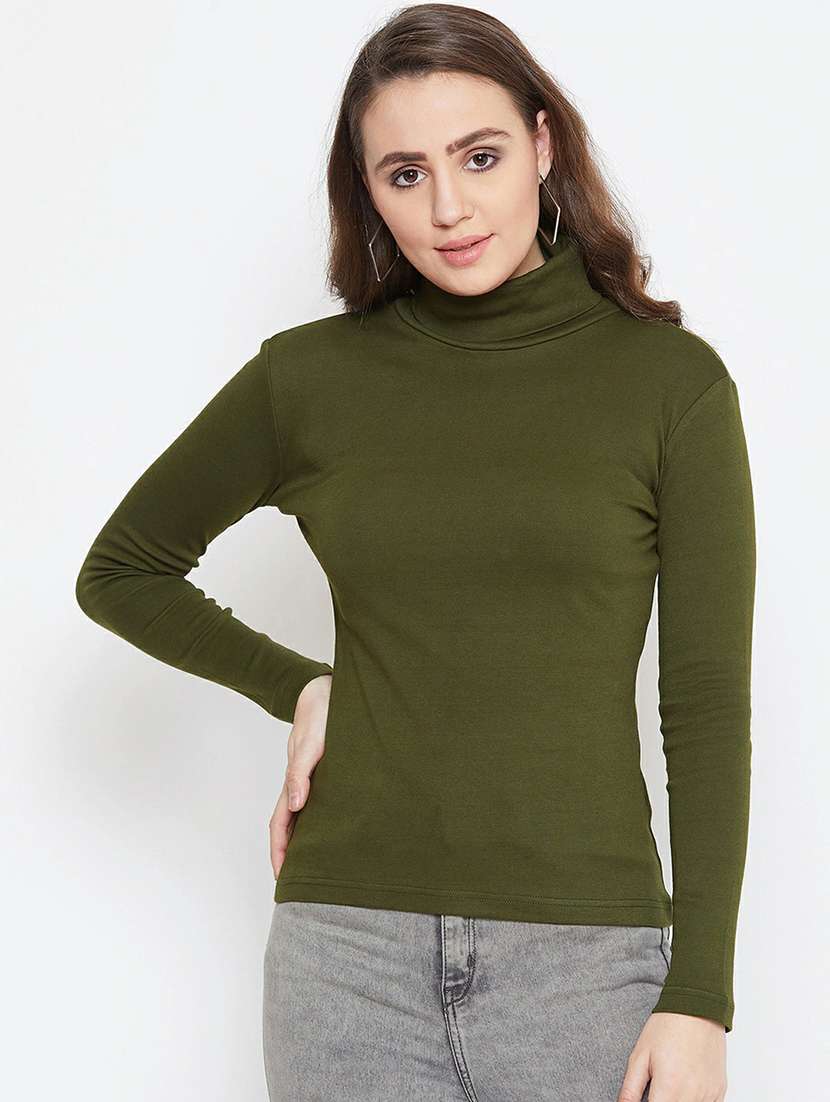women's straight high neck top