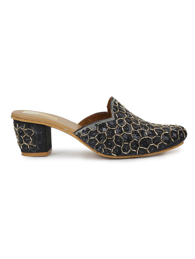 black synthetic mules sandals - 19418217 - Standard Image - 2