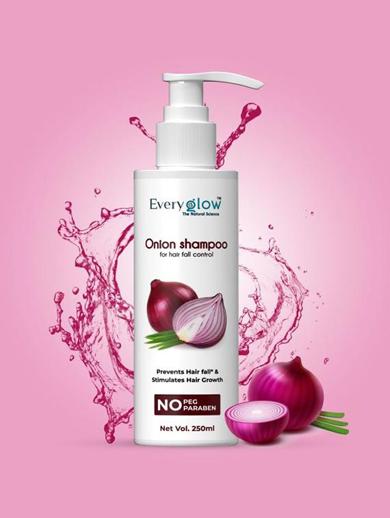 everyglow onion shampoo for all types hair freefrom parabens and sulphate 
