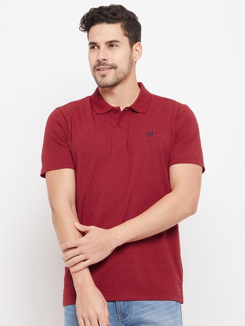 printed cotton blend polo t-shirt - 19420234 - Standard Image - 0