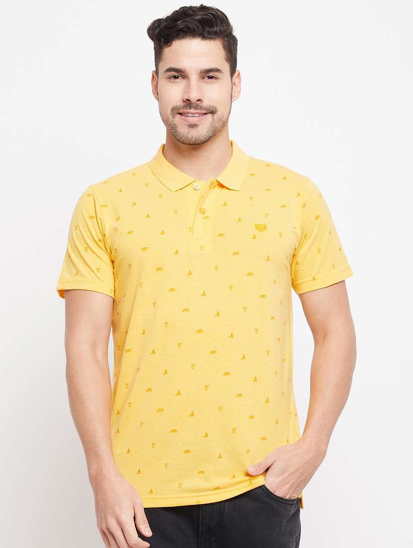 printed cotton blend polo t-shirt 