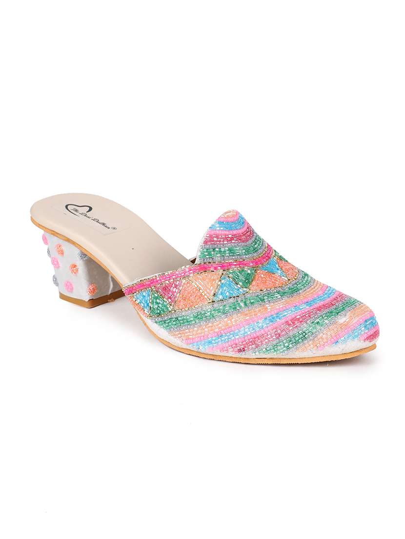 multi colored embellished ethnic sandal