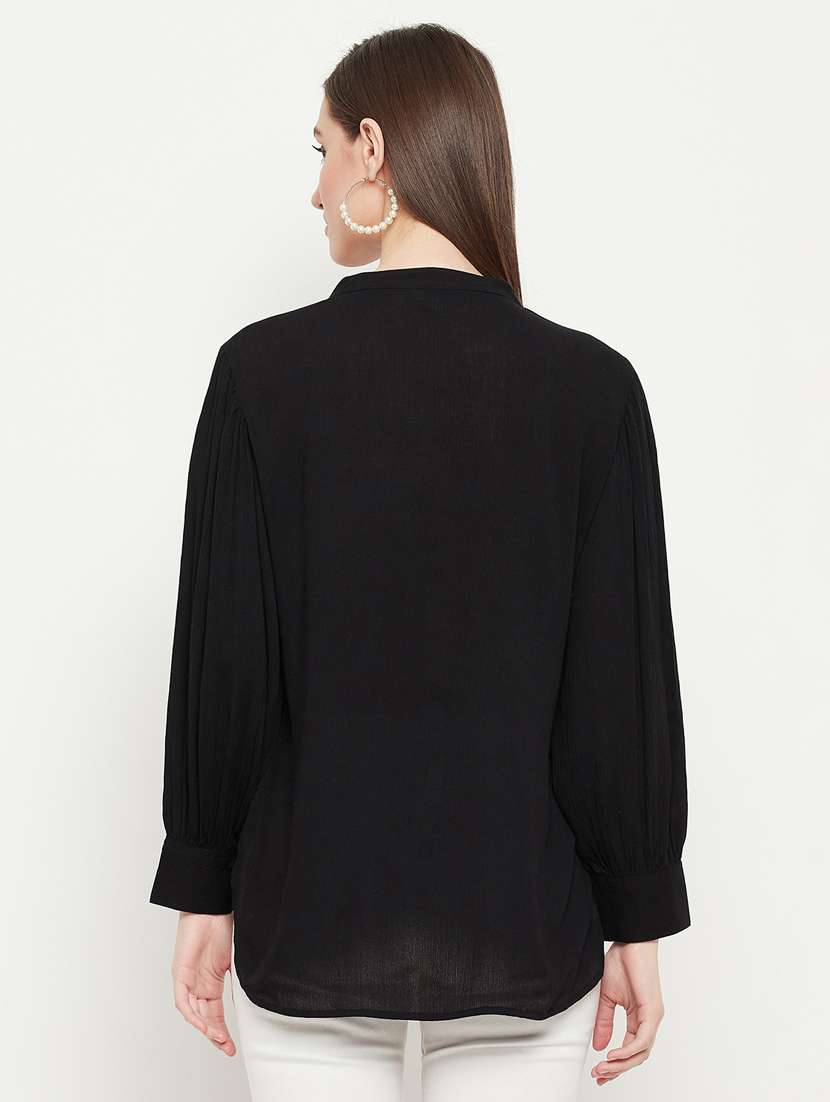 black rayon regular shirt - 19421503 -  Standard Image - 2