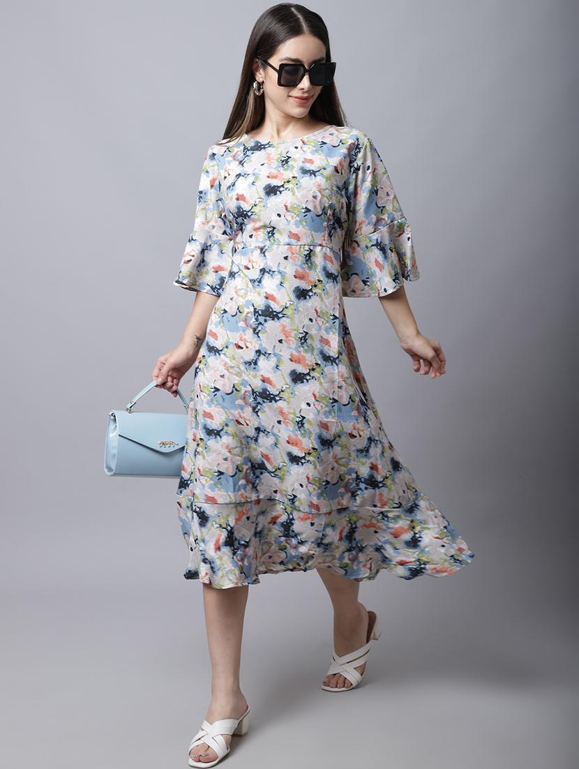 women's tiered dress printed dress - 19421982 - Standard Image - 2