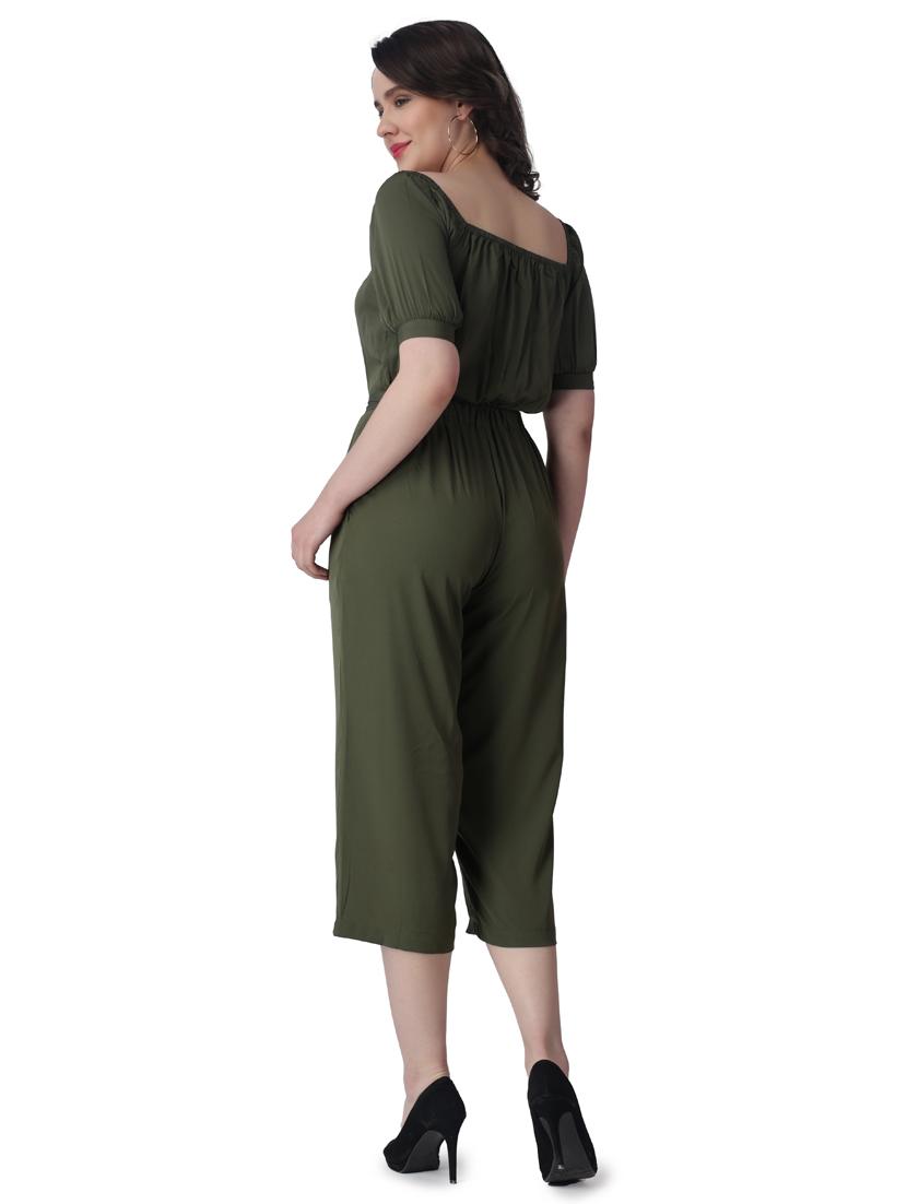green solid 3/4 jumpsuit - 19421992 - Standard Image - 2