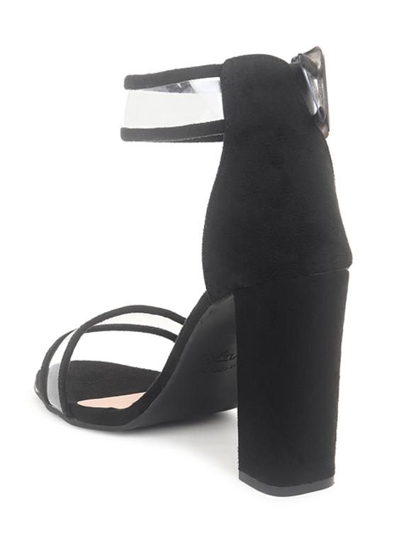 black synthetic ankle strap sandals - 19422332 - Standard Image - 2