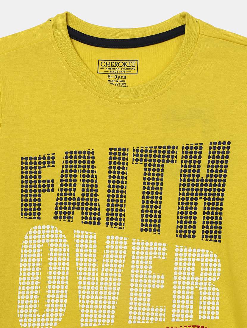 yellow printed round neck t-shirt - 19422914 - Standard Image - 2