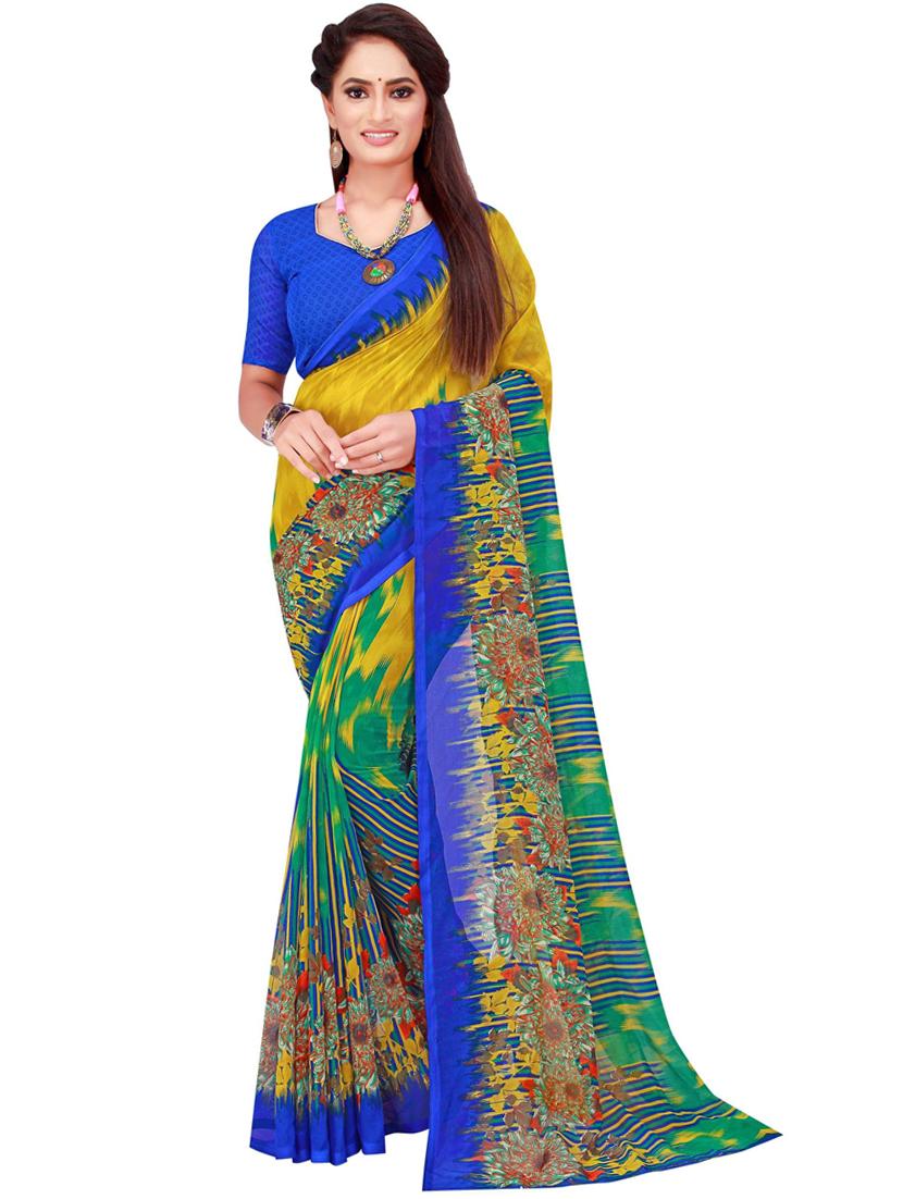 women's floral multi colored saree with blouse - 19427346 - Zoom Image - 0