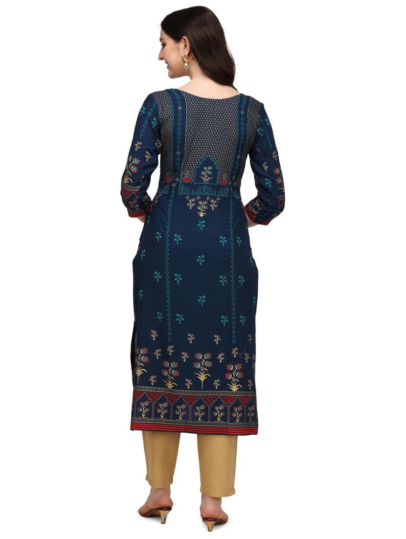printed viscose straight kurta - 19427626 - Standard Image - 2