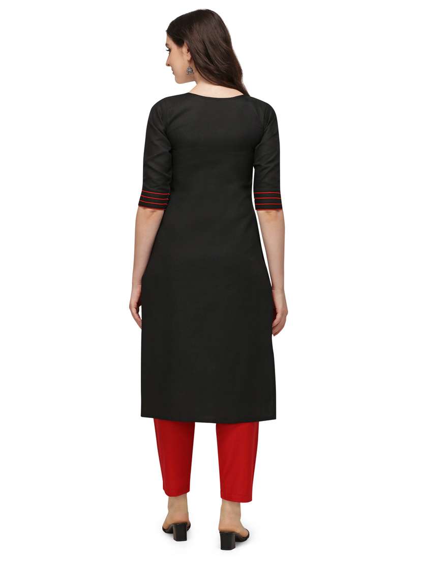 embroidered viscose a-line kurta - 19427672 -  Standard Image - 2