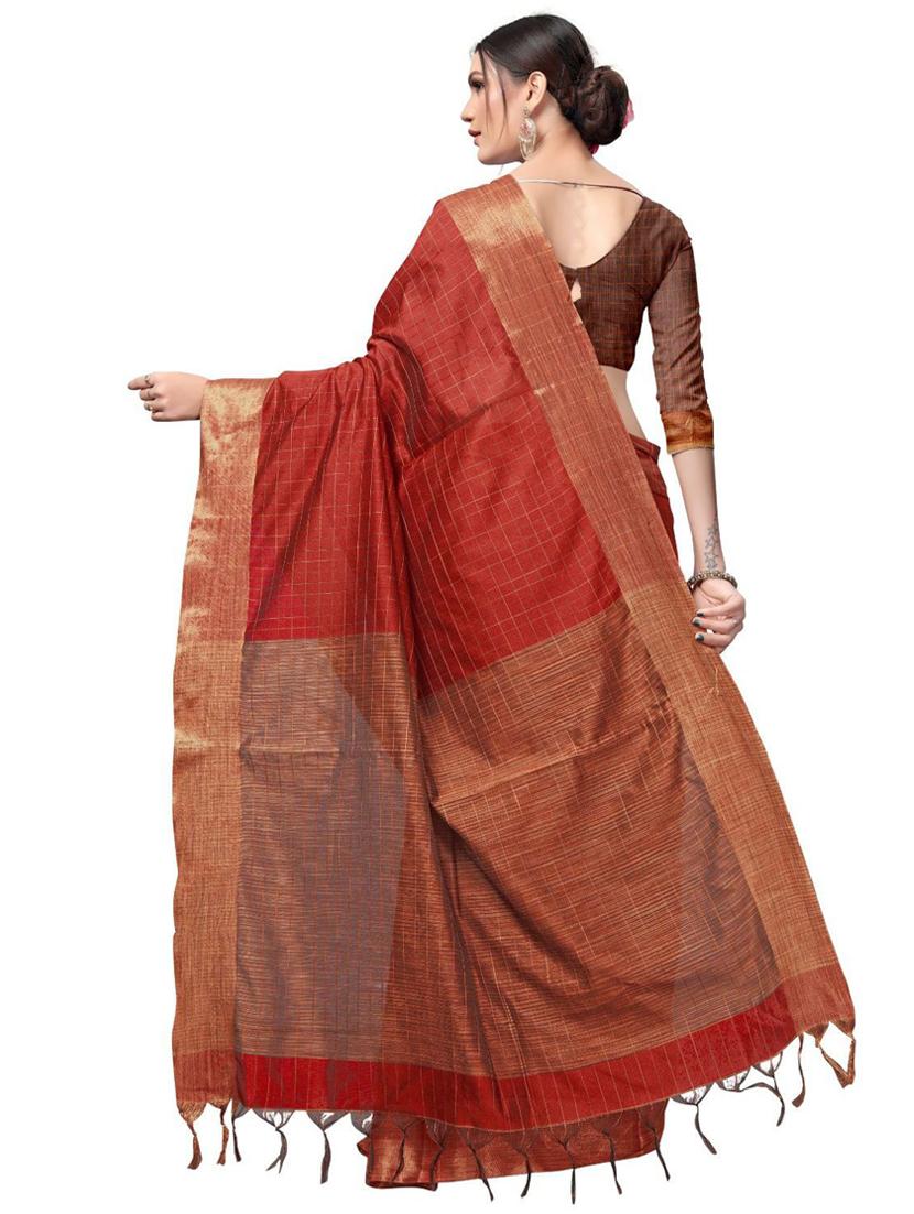 checkered print saree - 19429419 - Standard Image - 2