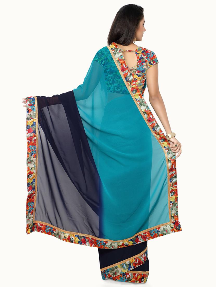 solid plain saree with blouse - 19429466 - Standard Image - 2