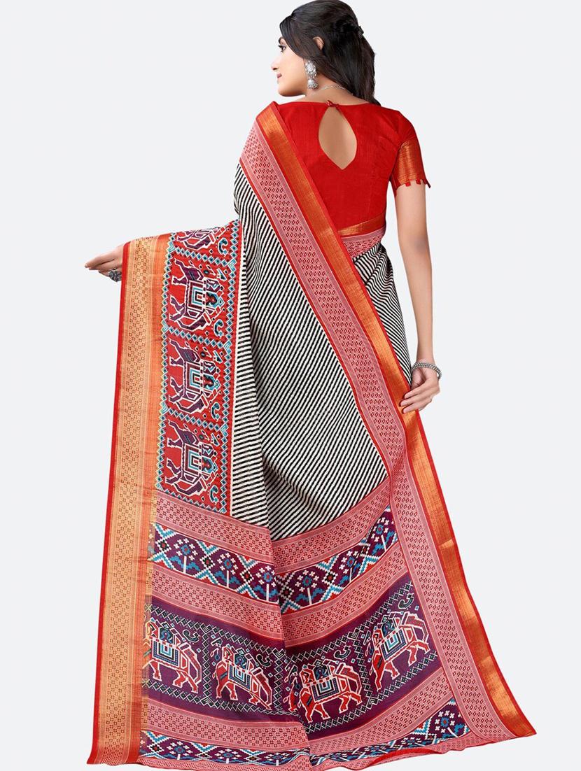 ikkat printed saree with blouse - 19429548 - Standard Image - 2