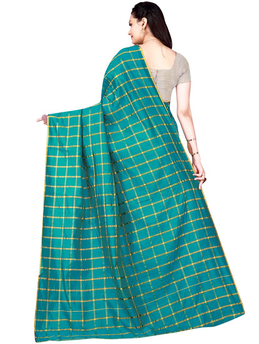dark green cotton silk saree with blouse - 19429594 - Standard Image - 2