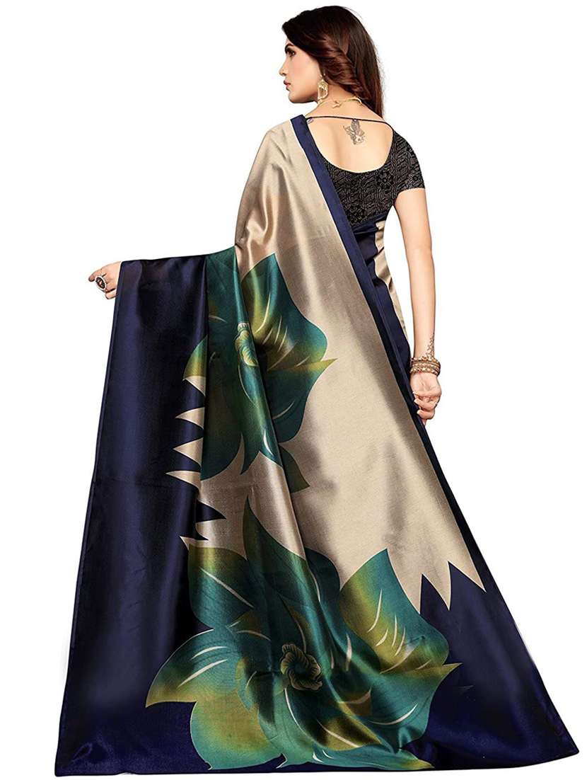 women's self design navy blue colored saree with blouse - 19430097 - Standard Image - 2