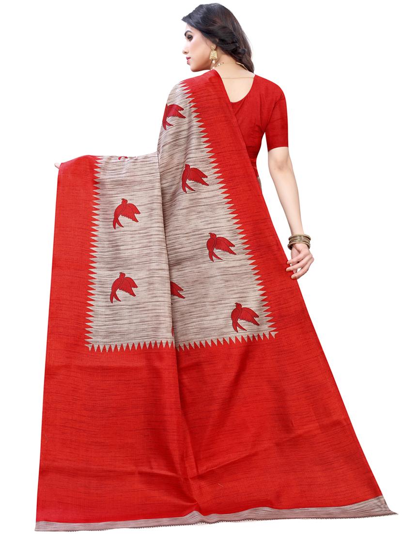 red printed bollywood saree with blouse - 19430152 - Standard Image - 2