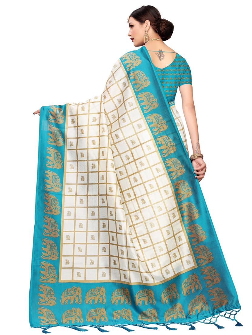 blue check bollywood saree with blouse - 19430154 - Standard Image - 2