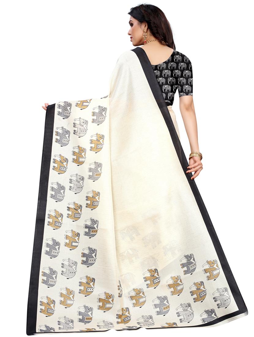 black printed bollywood saree with blouse - 19430160 - Standard Image - 2