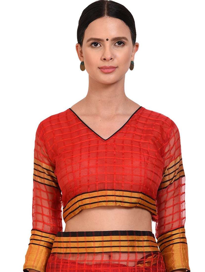 red printed bollywood saree with blouse - 19430247 - Standard Image - 2
