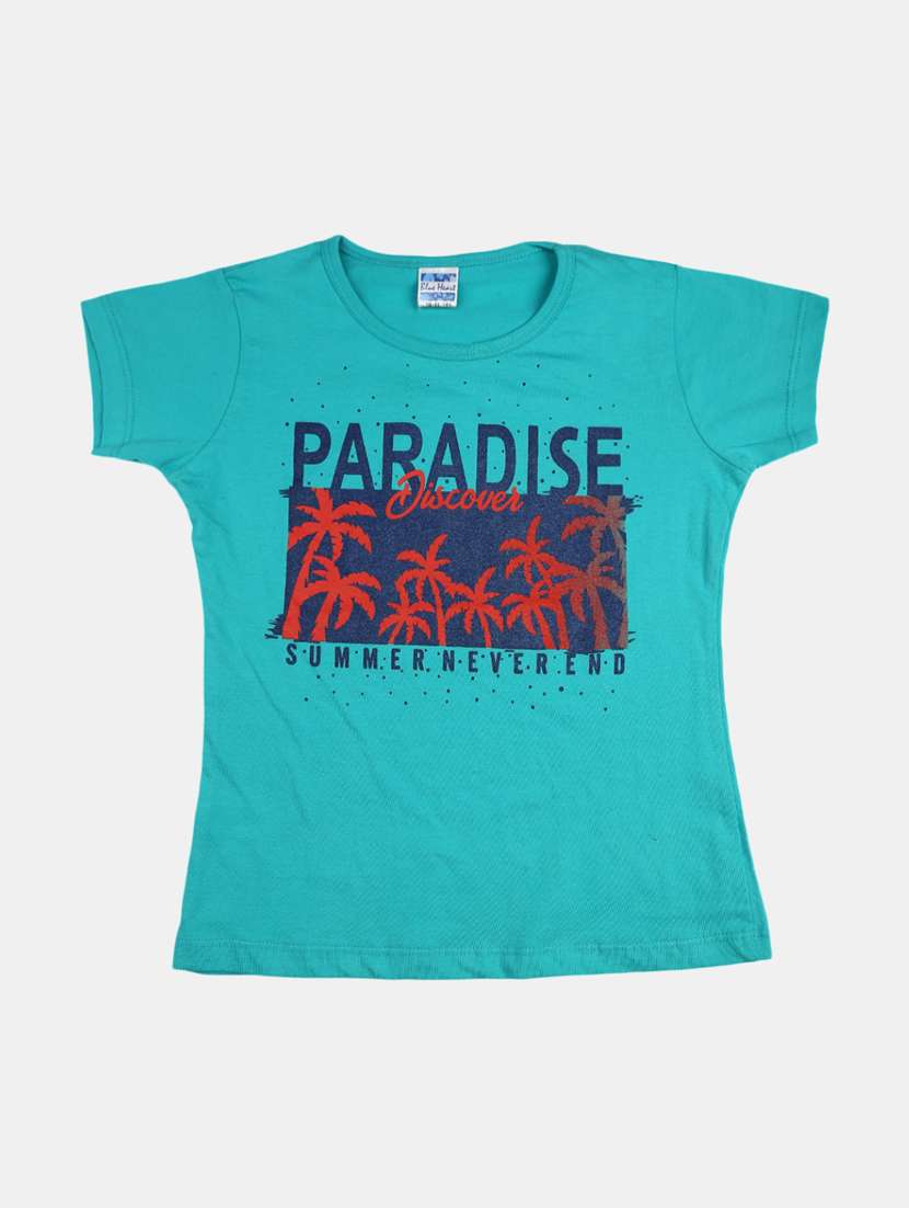 girls round neck printed regular tee