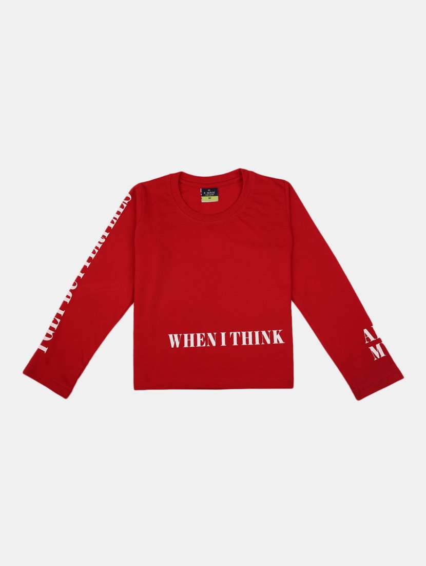 girls round neck printed regular tee