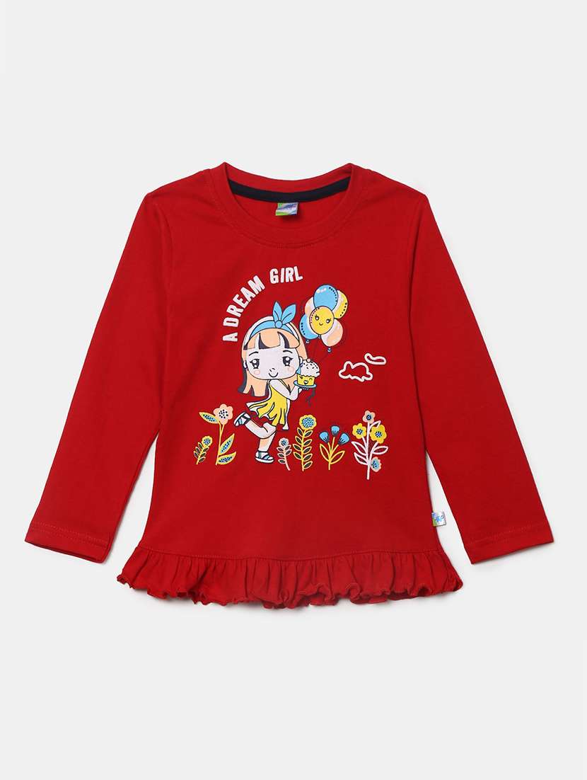 girls round neck regular tee