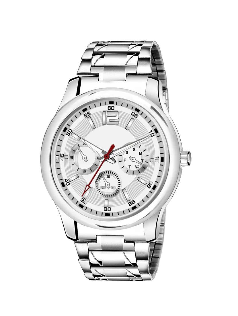 silver metal watch