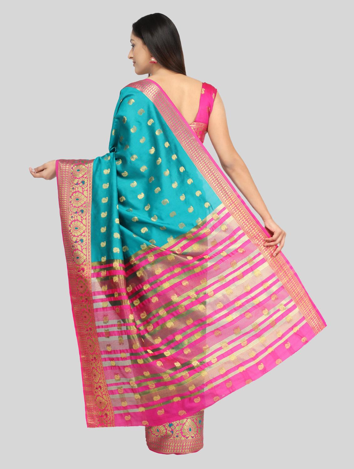 light blue self design saree with blouse - 19431584 - Standard Image - 2